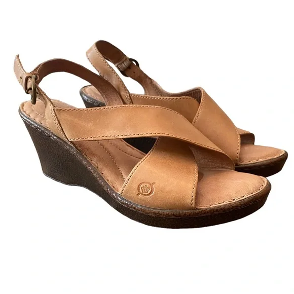 Born Ashley Cross-Strap Wedge Sandals - Picture 1 of 7
